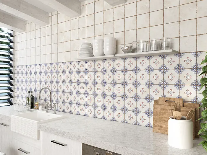 Wandtegel El Barco Racine Blanc 15 x 15 | 338-785 | Jan Groen Tegels