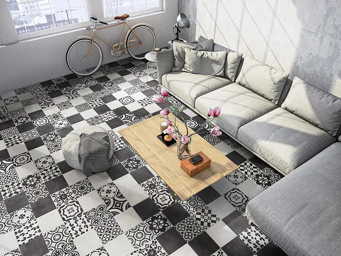 Vloertegel Sintesi Flow Black 20 x 20 | 580-911 | Jan Groen Tegels