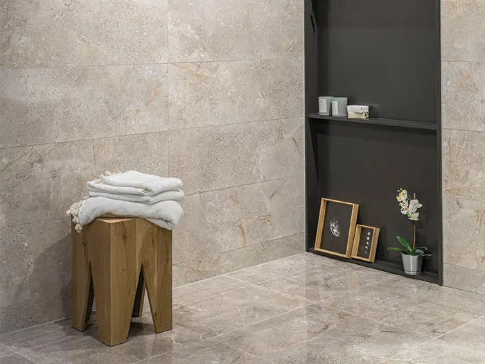 Wandtegel Aleluia Stone Age Greige Satin Ret 30 x 90 | 802-088 | Jan Groen Tegels
