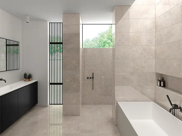Wandtegel Aleluia Stone Age Greige Satin Ret 30 x 90 | 802-088 | Jan Groen Tegels